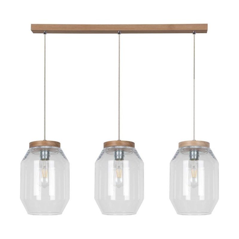 Vaso Lampa Wisząca 3xE27 Max.60W Dąb Olejowany/Transparentny PVC/Transparentny