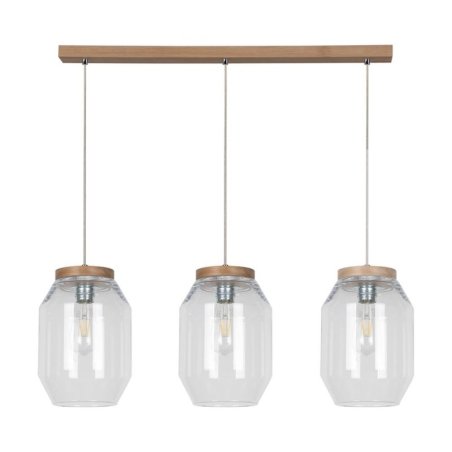 Vaso Lampa Wisząca 3xE27 Max.60W Dąb Olejowany/Transparentny PVC/Transparentny