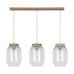 Vaso Lampa Wisząca 3xE27 Max.60W Dąb Olejowany/Transparentny PVC/Transparentny