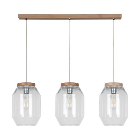 Vaso Lampa Wisząca 3xE27 Max.60W Dąb Olejowany/Transparentny PVC/Transparentny
