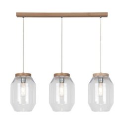 Vaso Lampa Wisząca 3xE27 Max.60W Dąb Olejowany/Transparentny PVC/Transparentny