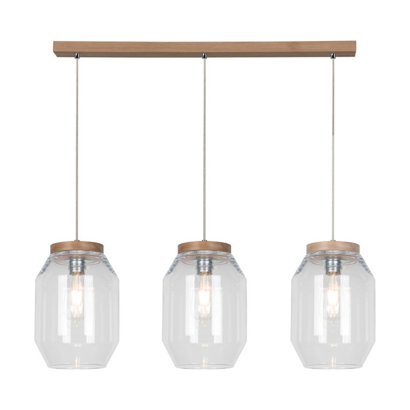 Vaso Lampa Wisząca 3xE27 Max.60W Dąb Olejowany/Transparentny PVC/Transparentny