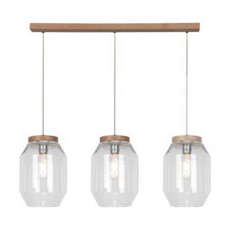 Vaso Lampa Wisząca 3xE27 Max.60W Dąb Olejowany/Transparentny PVC/Transparentny