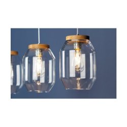 Vaso Lampa Wisząca 3xE27 Max.60W Dąb Olejowany/Transparentny PVC/Transparentny