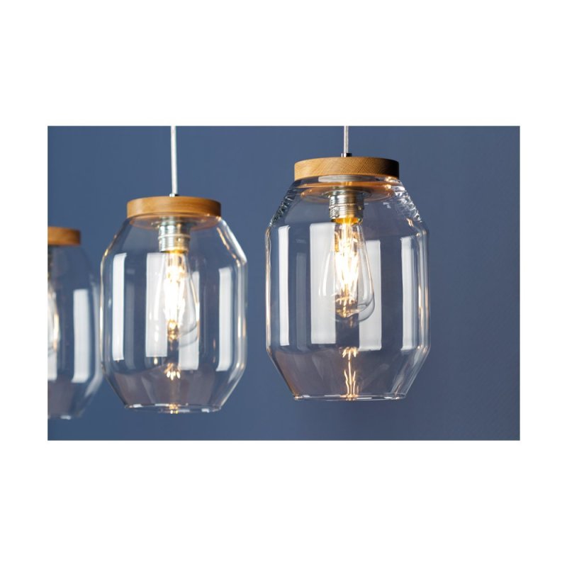 Vaso Lampa Wisząca 3xE27 Max.60W Dąb Olejowany/Transparentny PVC/Transparentny