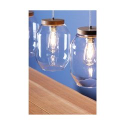 Vaso Lampa Wisząca 3xE27 Max.60W Dąb Olejowany/Transparentny PVC/Transparentny