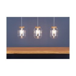 Vaso Lampa Wisząca 3xE27 Max.60W Dąb Olejowany/Transparentny PVC/Transparentny