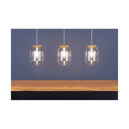 Vaso Lampa Wisząca 3xE27 Max.60W Dąb Olejowany/Transparentny PVC/Transparentny