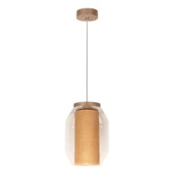 Vaso Jute Lampa Wisząca 1xE27 Max.15W LED Dąb Olejowany/Transparentny PVC/Transparentny/Beżowy