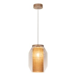 Vaso Jute Lampa Wisząca 1xE27 Max.15W LED Dąb Olejowany/Transparentny PVC/Transparentny/Beżowy