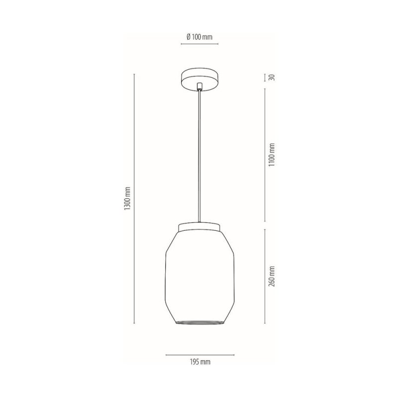 Vaso Jute Lampa Wisząca 1xE27 Max.15W LED Dąb Olejowany/Transparentny PVC/Transparentny/Beżowy