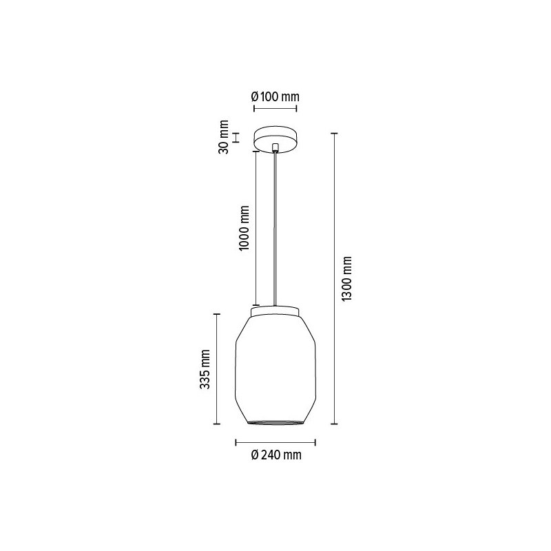 Vaso Lampa Wisząca 1xE27 Max.60W Sosna Bejcowana Szara/Transparentny PVC/Szkło Dymione