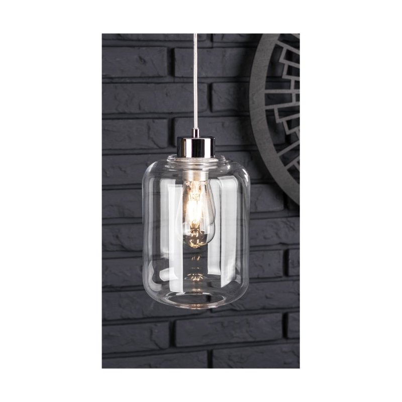 Tarro Lampa Wisząca 1xE27 Max.60W Chrom/Transparentny PVC/Transparentny