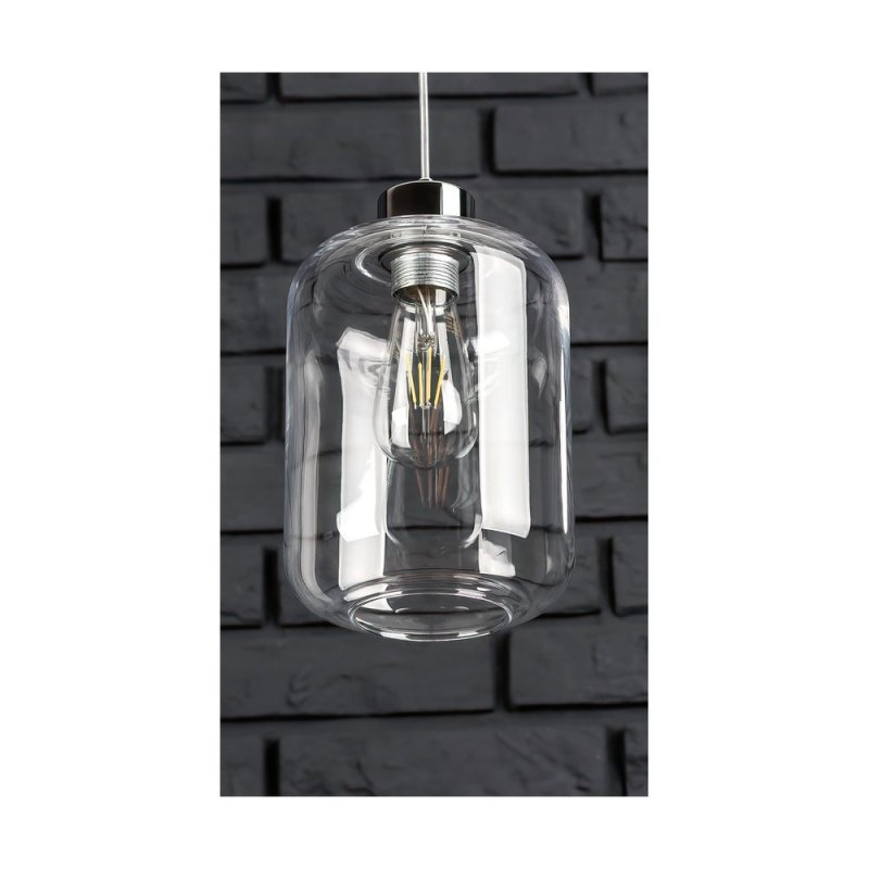 Tarro Lampa Wisząca 1xE27 Max.60W Chrom/Transparentny PVC/Transparentny