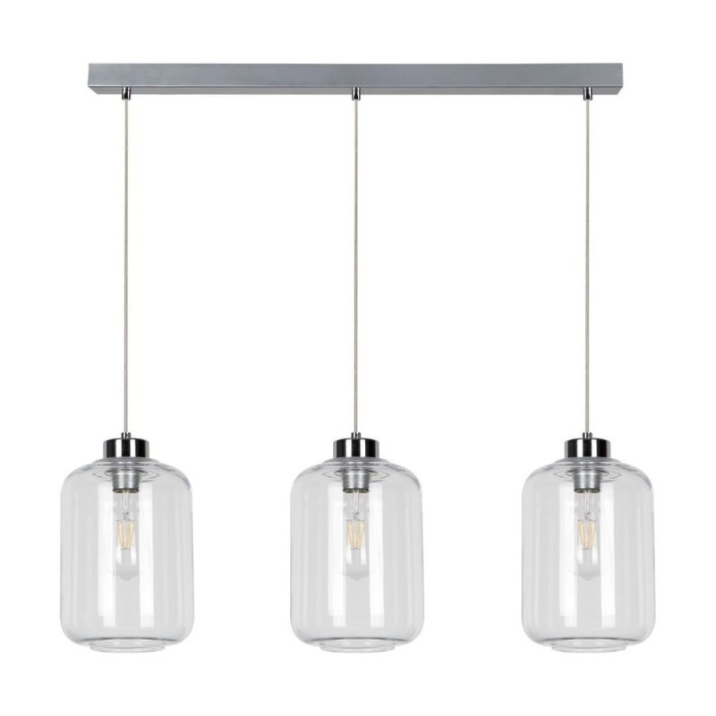 Tarro Lampa Wisząca 3xE27 Max.60W Chrom/Transparentny PVC/Transparentny