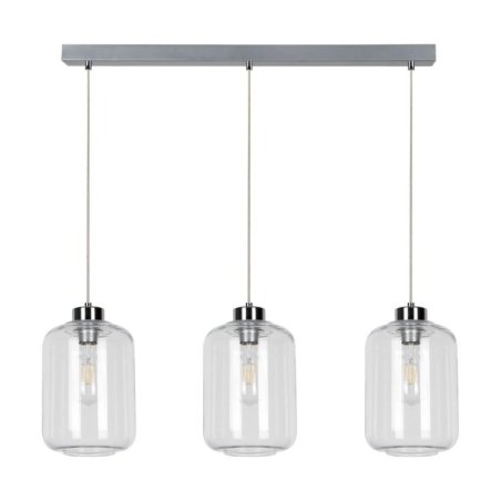 Tarro Lampa Wisząca 3xE27 Max.60W Chrom/Transparentny PVC/Transparentny