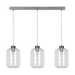 Tarro Lampa Wisząca 3xE27 Max.60W Chrom/Transparentny PVC/Transparentny