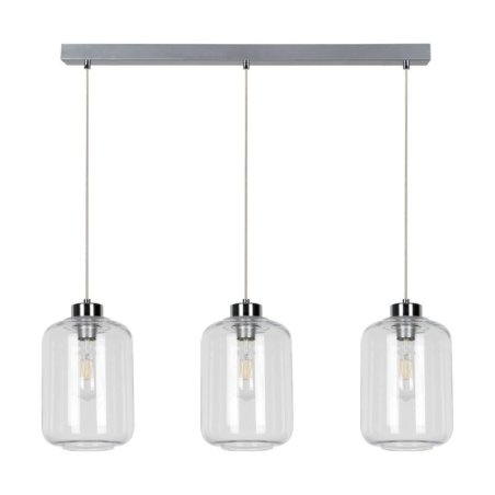 Tarro Lampa Wisząca 3xE27 Max.60W Chrom/Transparentny PVC/Transparentny