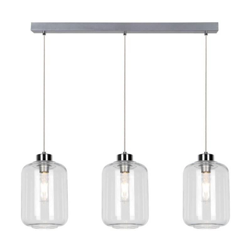 Tarro Lampa Wisząca 3xE27 Max.60W Chrom/Transparentny PVC/Transparentny