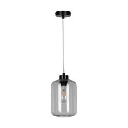 Tarro Lampa Wisząca 1xE27 Max.60W Czarny//Transparentny PVC/Szkło Dymione