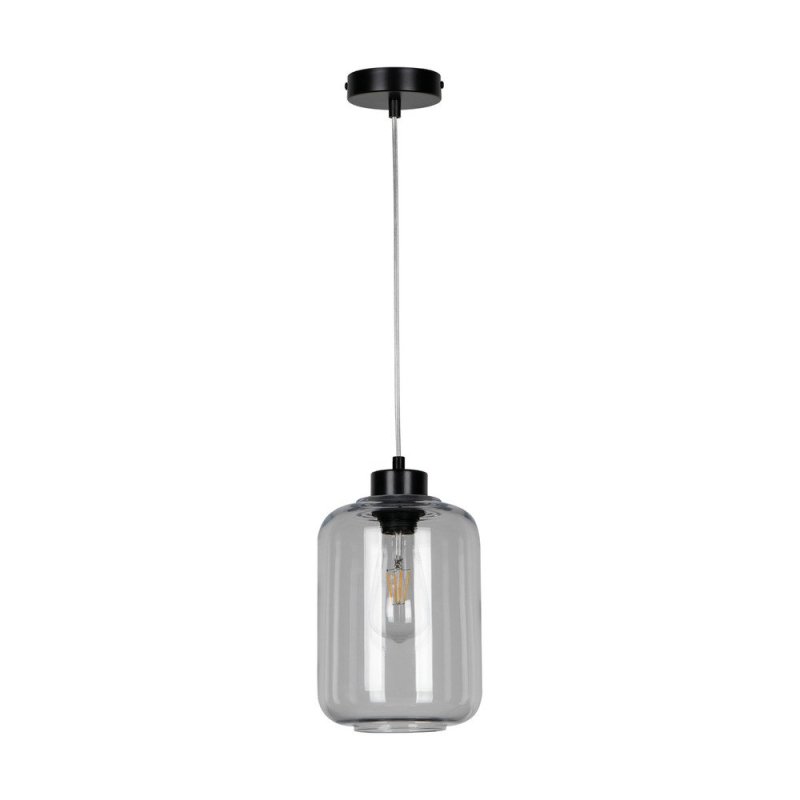 Tarro Lampa Wisząca 1xE27 Max.60W Czarny//Transparentny PVC/Szkło Dymione