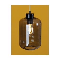 Tarro Lampa Wisząca 1xE27 Max.60W Czarny//Transparentny PVC/Szkło Dymione