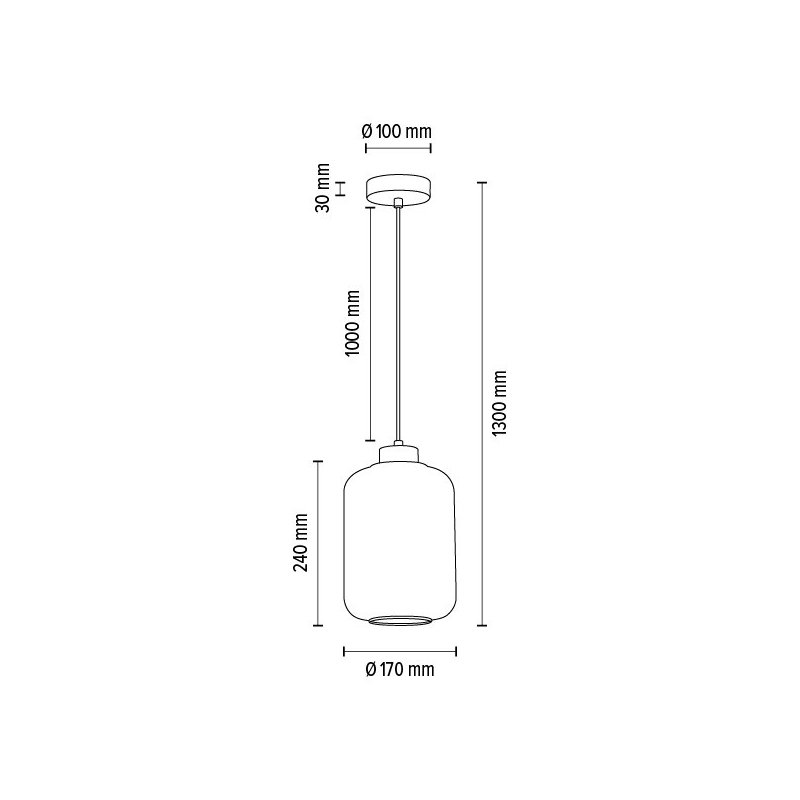 Tarro Lampa Wisząca 1xE27 Max.60W Czarny//Transparentny PVC/Szkło Dymione