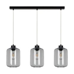 Tarro Lampa Wisząca 3xE27 Max.60W Czarny/Transparentny PVC/Szkło Dymione