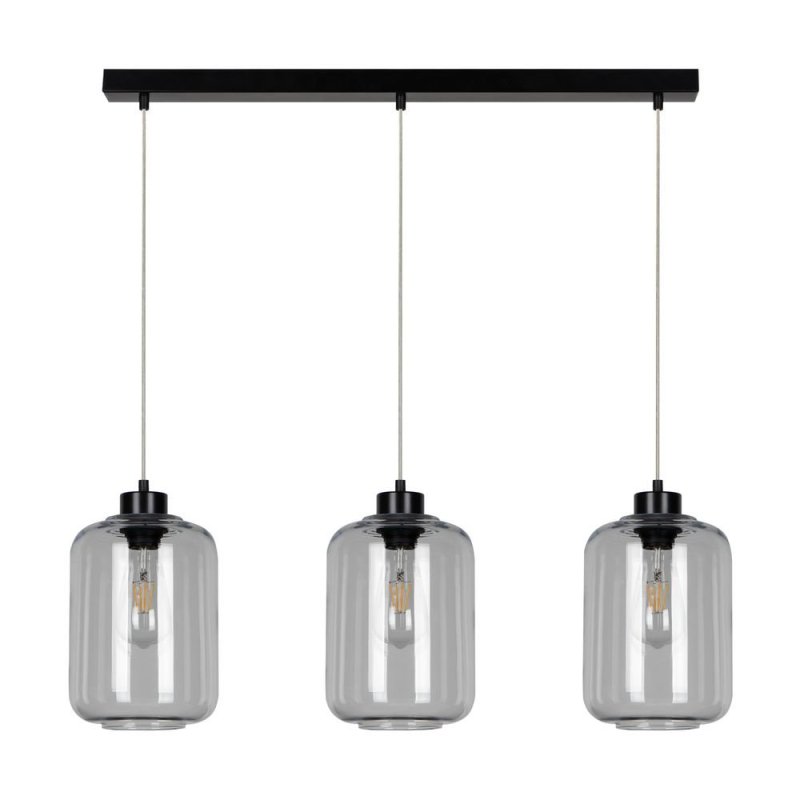 Tarro Lampa Wisząca 3xE27 Max.60W Czarny/Transparentny PVC/Szkło Dymione