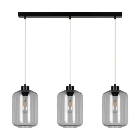 Tarro Lampa Wisząca 3xE27 Max.60W Czarny/Transparentny PVC/Szkło Dymione
