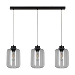 Tarro Lampa Wisząca 3xE27 Max.60W Czarny/Transparentny PVC/Szkło Dymione