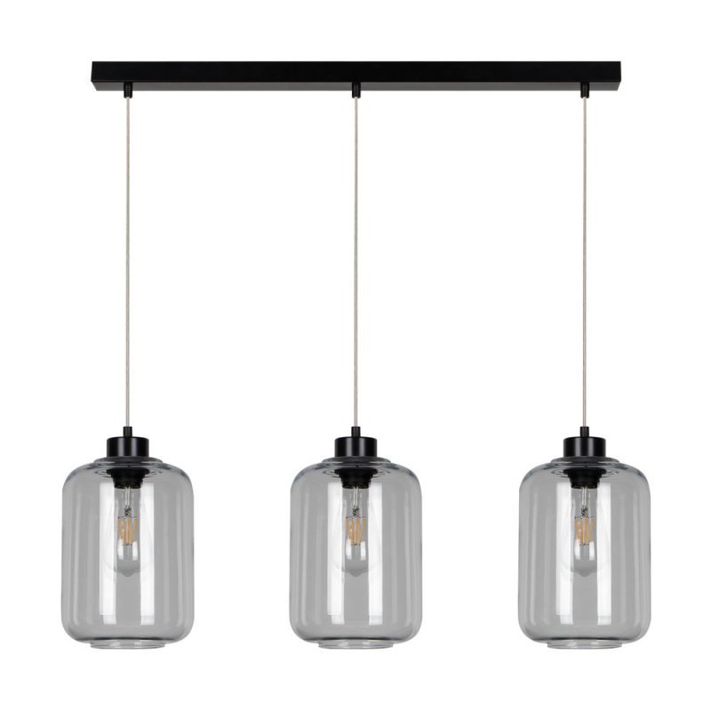 Tarro Lampa Wisząca 3xE27 Max.60W Czarny/Transparentny PVC/Szkło Dymione