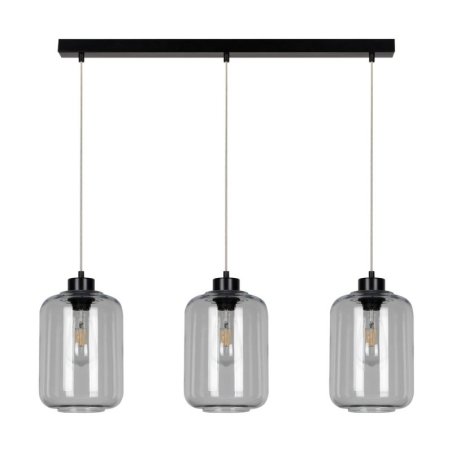 Tarro Lampa Wisząca 3xE27 Max.60W Czarny/Transparentny PVC/Szkło Dymione