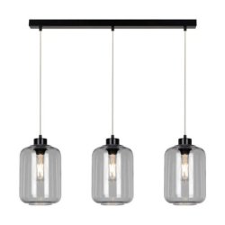 Tarro Lampa Wisząca 3xE27 Max.60W Czarny/Transparentny PVC/Szkło Dymione