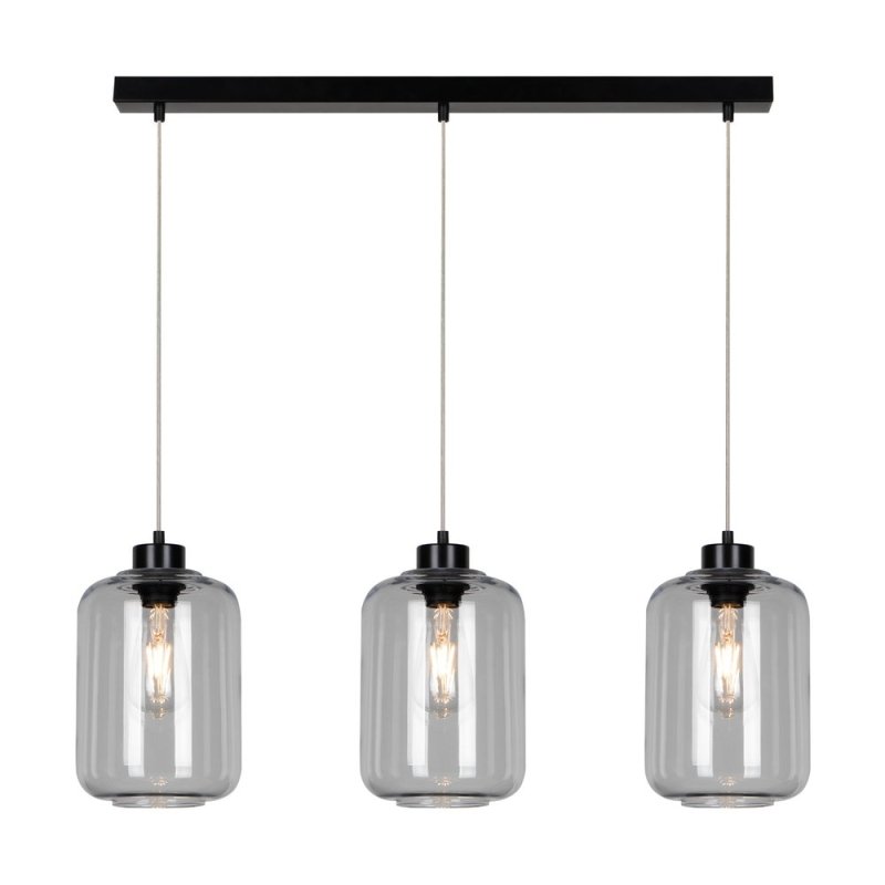 Tarro Lampa Wisząca 3xE27 Max.60W Czarny/Transparentny PVC/Szkło Dymione