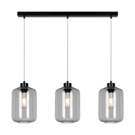 Tarro Lampa Wisząca 3xE27 Max.60W Czarny/Transparentny PVC/Szkło Dymione