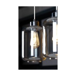 Tarro Lampa Wisząca 3xE27 Max.60W Czarny/Transparentny PVC/Szkło Dymione