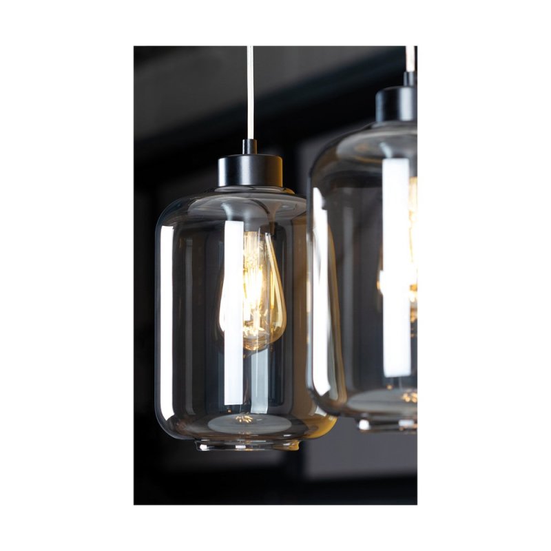 Tarro Lampa Wisząca 3xE27 Max.60W Czarny/Transparentny PVC/Szkło Dymione