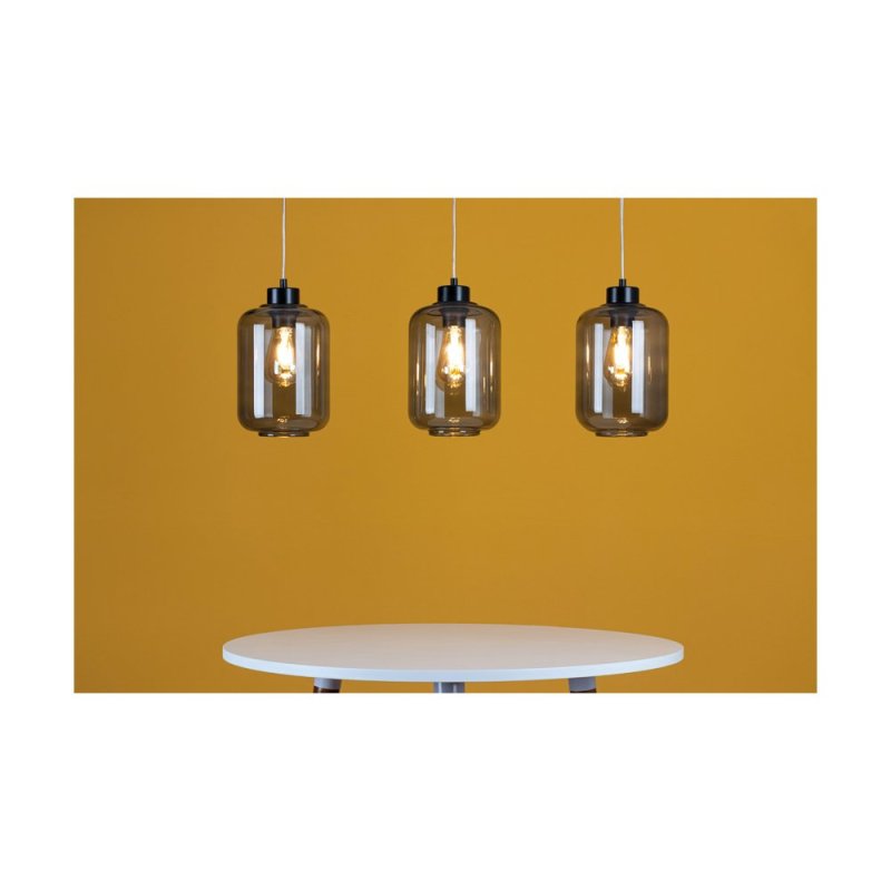 Tarro Lampa Wisząca 3xE27 Max.60W Czarny/Transparentny PVC/Szkło Dymione