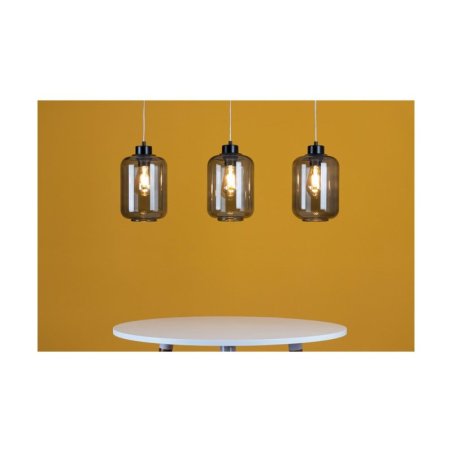 Tarro Lampa Wisząca 3xE27 Max.60W Czarny/Transparentny PVC/Szkło Dymione