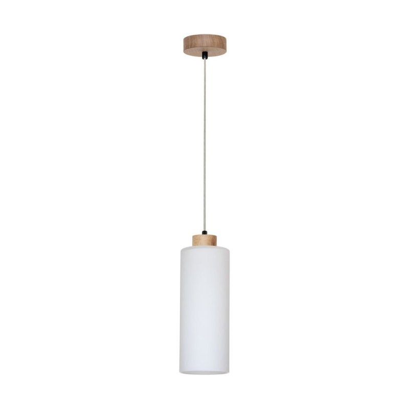 Zefir Lampa Wisząca 1xE27 Max.60W Dąb Olejowany/Transparentny PVC/Biały