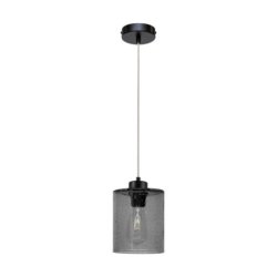 Zefir Lampa Wisząca 1xE27 Max.60W Czarny/Transparentny PVC/Szkło Dymione