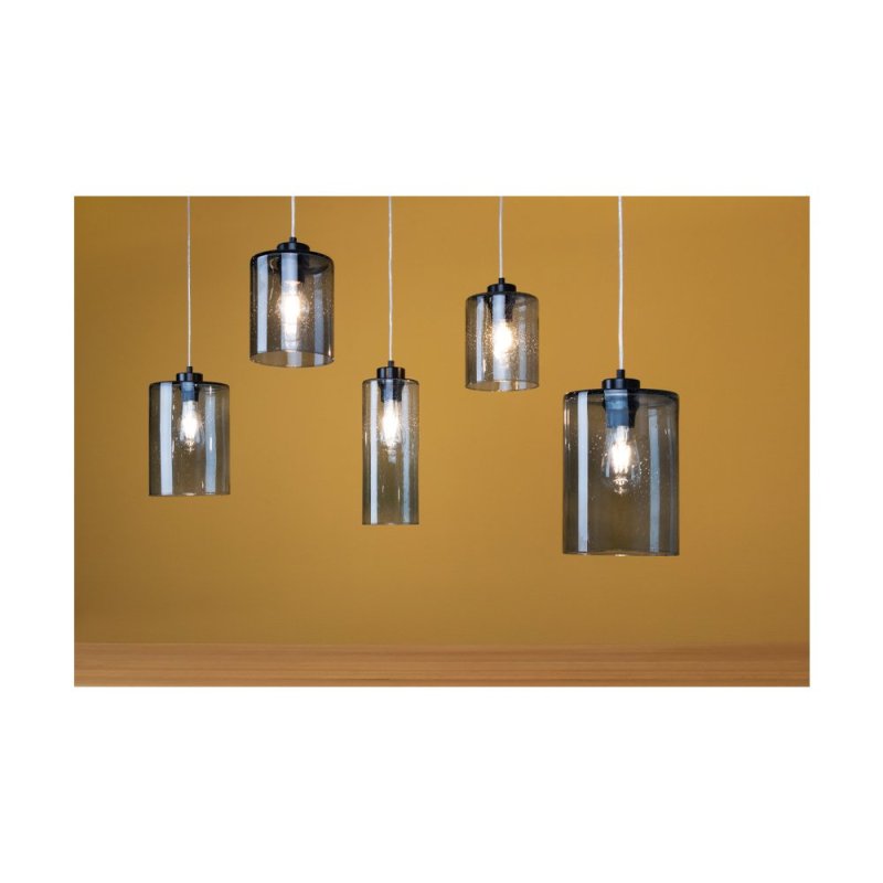 Zefir Lampa Wisząca 1xE27 Max.60W Czarny/Transparentny PVC/Szkło Dymione