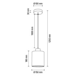 Zefir Lampa Wisząca 1xE27 Max.60W Czarny/Transparentny PVC/Szkło Dymione