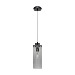 Zefir Lampa Wisząca 1xE27 Max.60W Czarny/Transparentny PVC/Szkło Dymione
