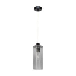 Zefir Lampa Wisząca 1xE27 Max.60W Czarny/Transparentny PVC/Szkło Dymione