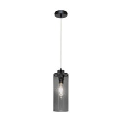 Zefir Lampa Wisząca 1xE27 Max.60W Czarny/Transparentny PVC/Szkło Dymione