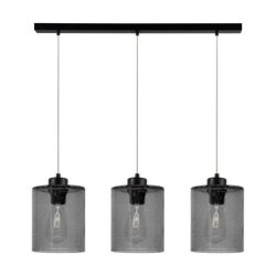 Zefir Lampa Wisząca 3xE27 Max.60W Czarny/Transparentny PVC/Szkło Dymione