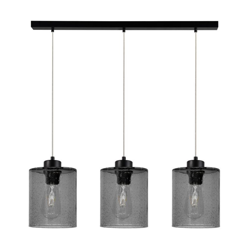 Zefir Lampa Wisząca 3xE27 Max.60W Czarny/Transparentny PVC/Szkło Dymione