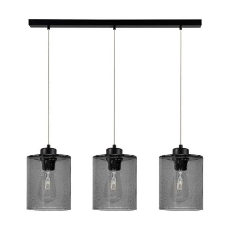 Zefir Lampa Wisząca 3xE27 Max.60W Czarny/Transparentny PVC/Szkło Dymione
